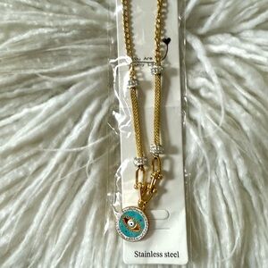Mystic Gold and Blue Evil Eye Necklace